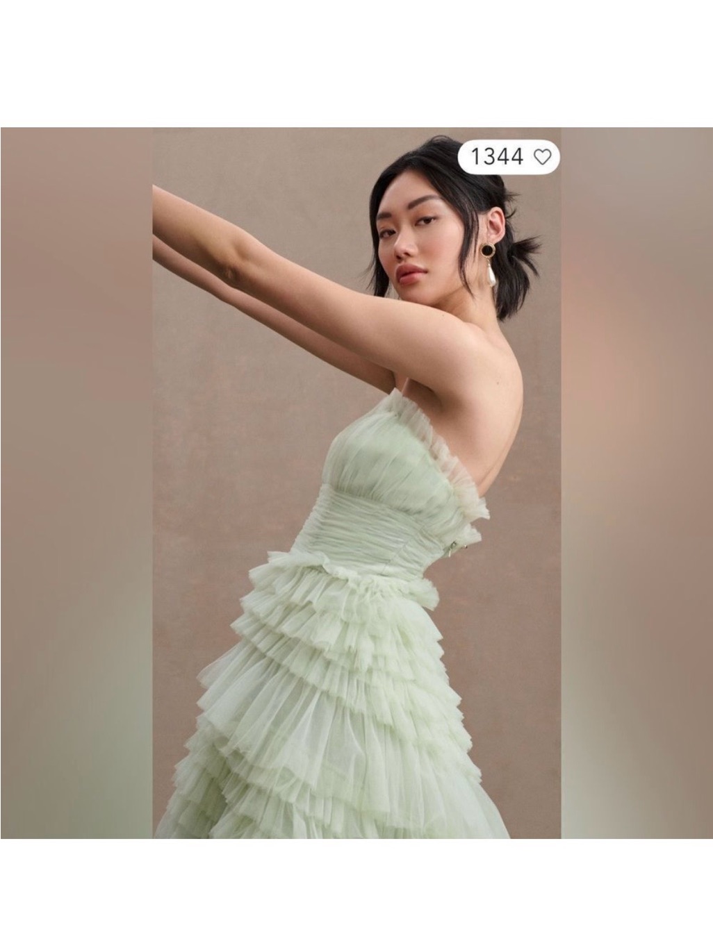 Strapless Pale Mint Tiered Tulle Dress